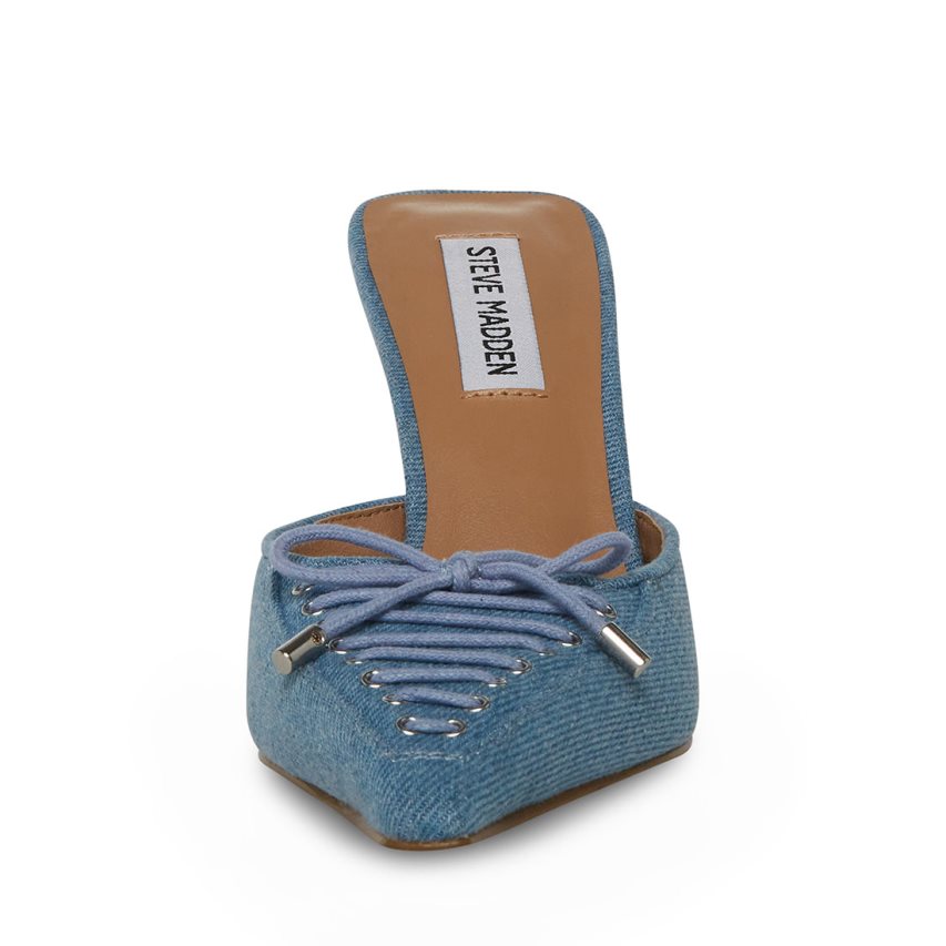 Blue Steve Madden Brianne Denim Fabric Women's Mules | PH 4269YEV